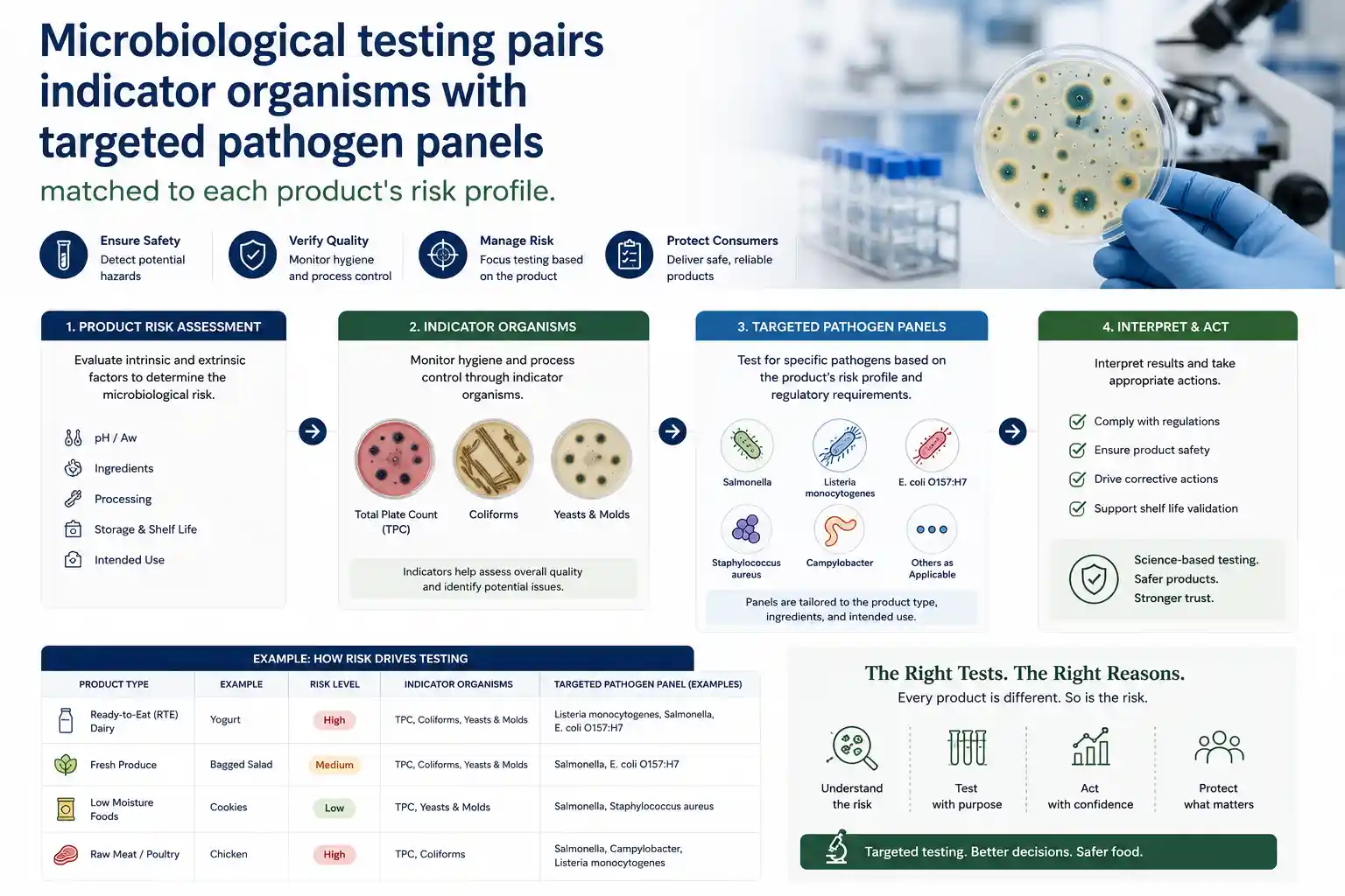 Microbiological pathogen testing of a food sample as part of product launch testing